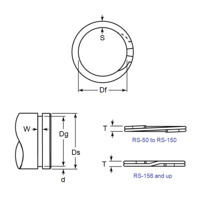 1201978 | RS-462 (Pack of 500)  --- External Retaining Rings - 117.48x1.83x113.92 mm Spiral Rings - Carbon Spring Steel Spiral Ring
