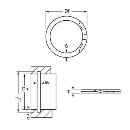 1188672 | RR-381 (PK-100) --- Internal Retaining Rings - 96.77x1.55x99.82 mm Spiral Rings - Carbon Spring Steel Spiral Ring