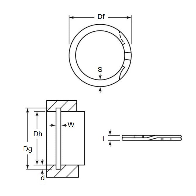 1201104 | RR-550 (Each) --- Internal Retaining Rings - 139.7x1.83x143.44 mm Spiral Rings - Carbon Spring Steel Spiral Ring