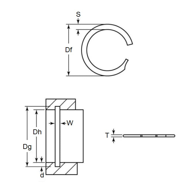 1112691 | UR-062 (PK-13) --- Internal Retaining Rings - 15.88x0.46x16.59 mm Spiral Rings - Carbon Spring Steel Spiral Ring