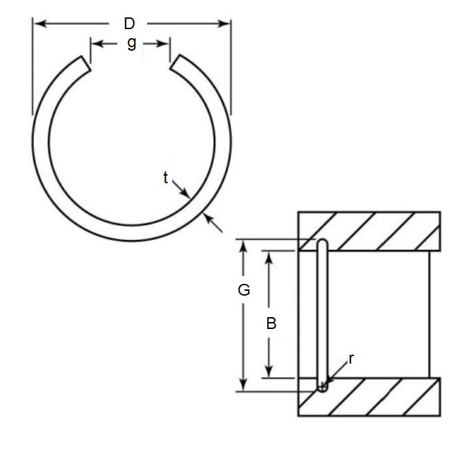 1154703 | WRI-0350-RD (Pack of 500)  --- Internal Retaining Rings - 35x2.5x37.5 mm Round Wire - Carbon Spring Steel Wire Clip
