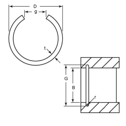1154703 | WRI-0350-RD (Pack of 500)  --- Internal Retaining Rings - 35x2.5x37.5 mm Round Wire - Carbon Spring Steel Wire Clip