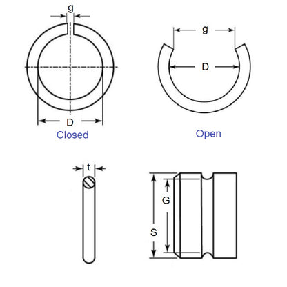 1124225 | WRE-0180-RD (Pack of 250)  --- External Retaining Rings - 18x1.6x16.4 mm Round Wire - Carbon Spring Steel Circlip