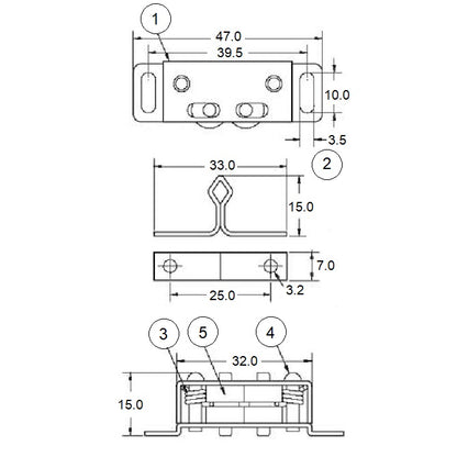 1160459 | SUG-544RS (Each) --- Roller Catches - 47x32x15 mm