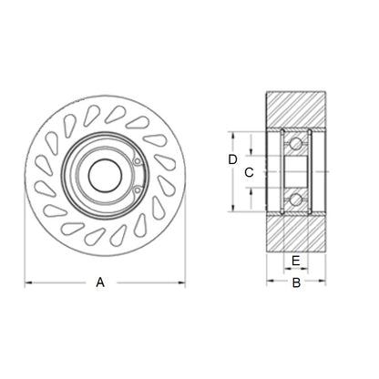 1172360 | DR-9502-60UR-BPC (Each) --- Durasoft Shaft Mount Rollers - 63.5x23.34 - Hubless Urethane With Ball Bearing - Polyurethane Roller