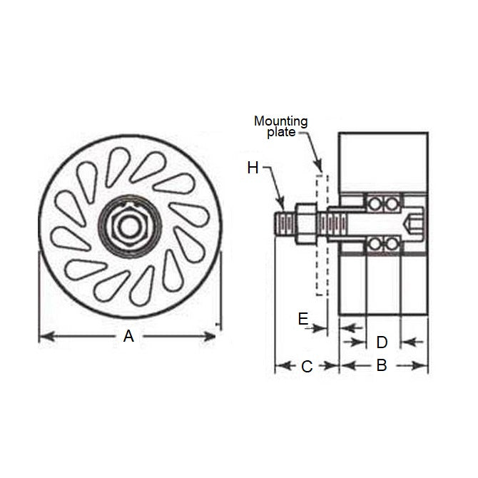 1164454 | RR-140RS (Each) --- Solid Stud Mount Rollers - 50.8x49.28 mm - 1/2-13 UNC - 12.7mm - Coloured Urethane - Urethane Roller