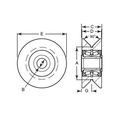 1194620 | CCF960RS (Each) --- V-Groove Rollers - 114.3x40.95x25.4 mm - Steel Roller