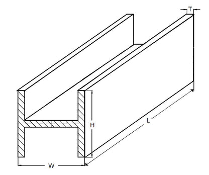 1047731 | 4RH-032-032-0300-BR385 (Each) --- H Section Bar Rod - 3.18x3.18x0.508 mm Brass Bar