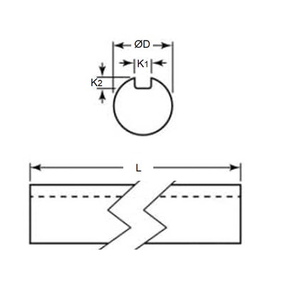 1112421 | 0R-0159-0912-CKW (Each) --- Keyed Carbon Steel Shafting - 15.875x912 - 4.763 x 2.381 - Steel C1018 Cold drawn