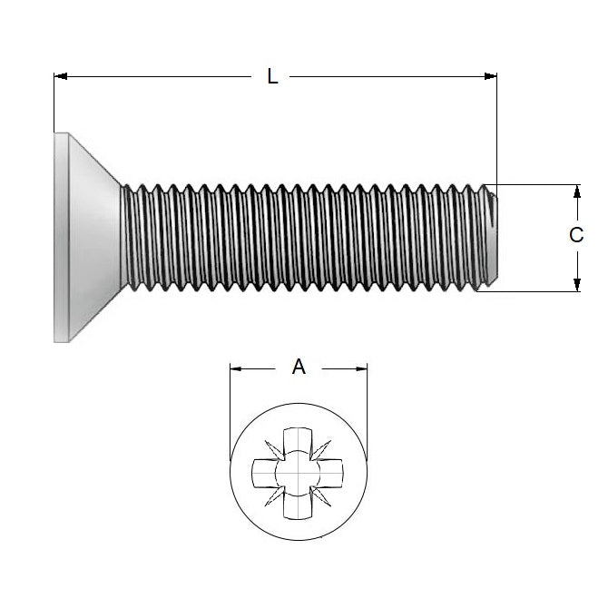 1038175 | SK016M-012-PZ-S4 (PK-50) --- M1.6 - 1.6x0.35mm - 12 mm - 304 Stainless Screw