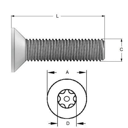 1052078 | SKS0400-012-SK-S4 (PK-20) --- Security Screws - M4 - 4x0.7mm - 12 mm - 304 Stainless Socket Screw