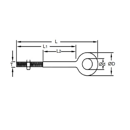 1073050 | CHE-1RS (Each) --- Partial Threaded Shank Eye Bolts - 1/4-20 UNC - 6.35mm - 50.8x12.7 mm Plain