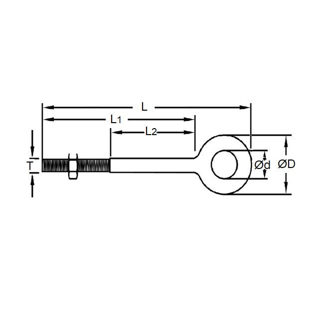 1087140 | CHE-11RS (Each) --- Partial Threaded Shank Eye Bolts - 3/8-16 UNC - 9.53mm - 63.5x19.05 mm Plain