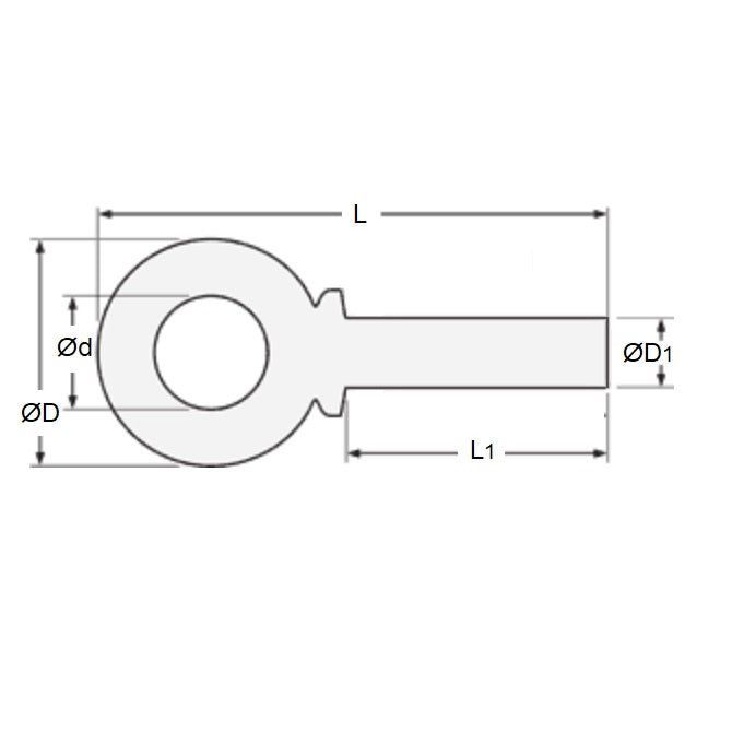 1152844 | FS-113RS (Each) --- Blank Shank Eye Bolts - 38.1x88.9x63.5 mm - Steel Bolt