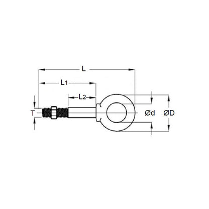 1112287 | CHE-74RS (Each) --- Partial Threaded Shank Eye Bolts - 5/8-11 UNC - 15.88mm - 114.3x31.75 mm Shouldered