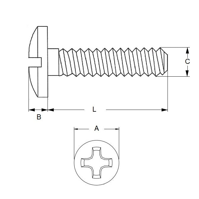1040895 | SC025M-008-F-PH-CZ (PK-100) --- Fillister Head Screws - M2.5 - 2.5x0.45mm - 8 mm - Zinc Plated Steel Phillips Screw