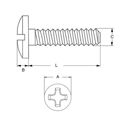1065793 | SC060M-012-F-PH-BR (PK-200) --- Fillister Head Screws - M6 - 6x1mm - 12 mm - Brass Phillips Screw