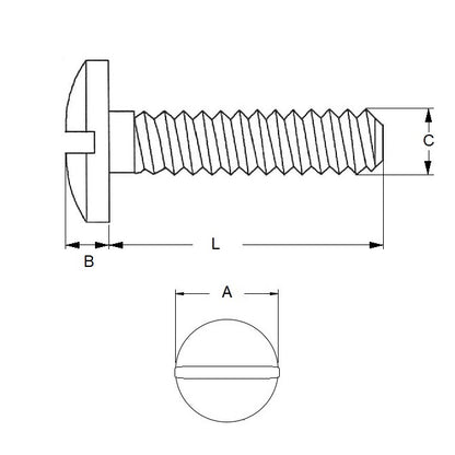 1058712 | SC048F-025-BD-SL-N (PK-10) --- Binder Head Screws - 10-32 UNF - 4.76mm - 25.4 mm - Nylon - Zytel 101 - Slotted Screw