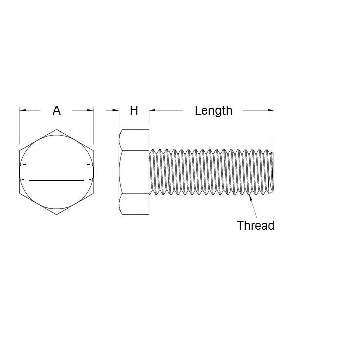1050157 | SC035C-013-H-SL-N (PK-10) --- Hex Head Screws - 6-32 UNC - 3.5mm - 12.7 mm - Nylon - Zytel 101 - Slotted Screw