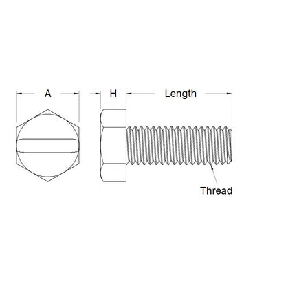 1050157 | SC035C-013-H-SL-N (PK-10) --- Hex Head Screws - 6-32 UNC - 3.5mm - 12.7 mm - Nylon - Zytel 101 - Slotted Screw
