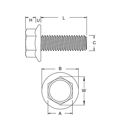1073084 | SC064C-051-HW-NB (Per Card) --- Hex Washer Head Screws - 1/4-20 UNC - 6.35mm - 50.8 mm - Black Nylon Screw