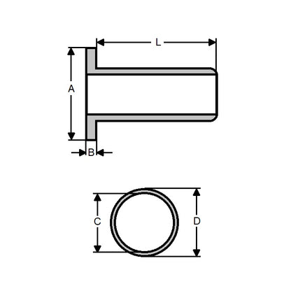 1039510 | SI-022-064 (PK-100) --- Screw Insulators - 2 UNC/UNF - 2.18mm - 6.35x2.286 mm - Nylon Zytel 101 Insulator