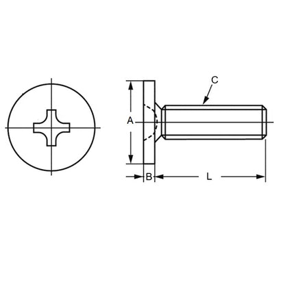 1038141 | SC020M-006-ULH-PH-CZ (PK-50) --- Ultra Low Head Screws - M2 - 2x0.4mm - 6 mm - Alloy Steel - Trivalent Chromate Phillips Screw