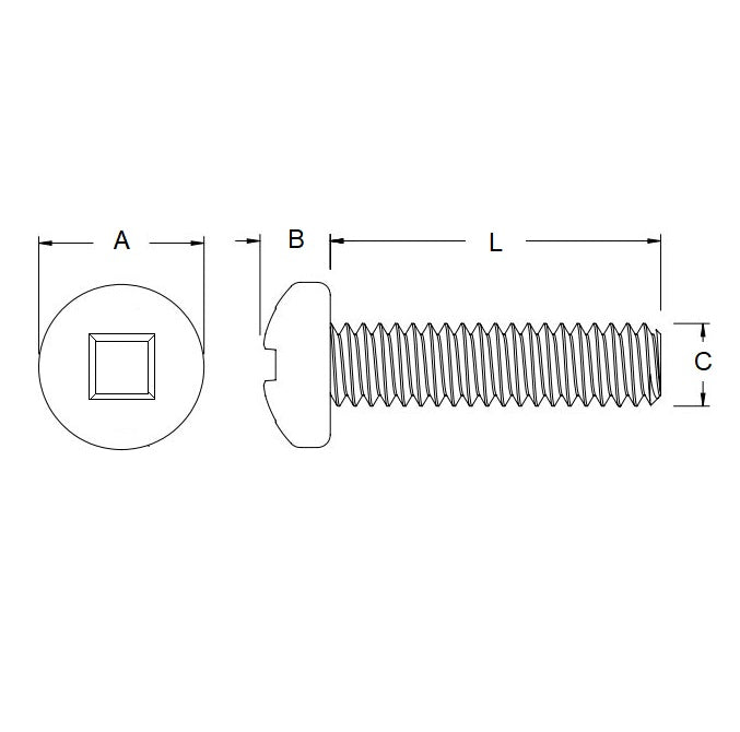1066766 | SCS0600-020-P-PCS-CZ (PK-50) --- Security Screws - M6 - 6x1mm - 20 mm - Steel Case Hardened Zinc Alloy Post Combi Square Screw