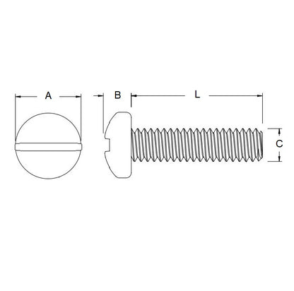 1037777 | SC015F-005-P-SL-N (PK-50) --- Pan Head Screws - 0-80 UNF - 1.52mm - 4.8 mm - Nylon Slotted Screw