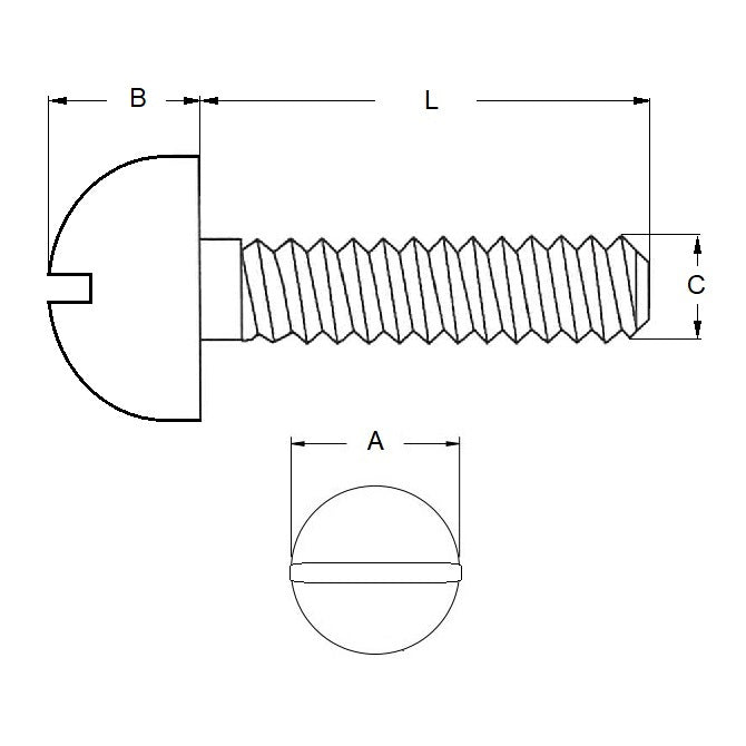 1049100 | SC035C-019-R-SL-N (PK-40) --- Round Head Screws - 6-32 UNC - 3.5mm - 19.1 mm - Nylon - Zytel 101 - Slotted Screw