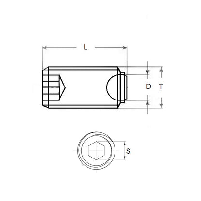 1066891 | SS060M-0245-S4-S440-FB (Each) --- Flat Tip Aligning Socket Set Screws - M6 - 6x1mm - 24.5 mm - Aligning Flat Tip - 304 Stainless Steel with 440C Stainless HRC 50-55 tip Screw