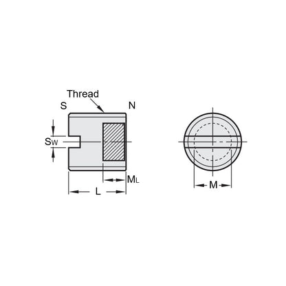 1080396 | SS080M-0150-C-MAG (Each) --- Magnetic End Socket Set Screws - M8 - 8x1.25mm - 15 mm - Magnetic Tipped - Carbon Steel Screw