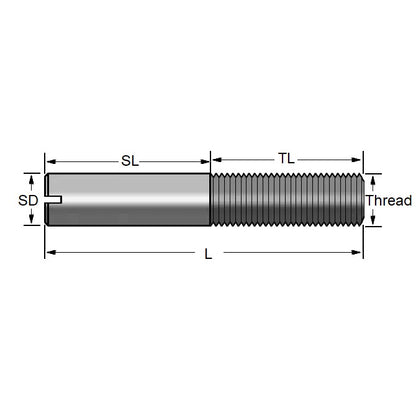 1052440 | SS040M-0160-ASP (PK-5) --- Partial Thread Slotted Set Screws - M4 - 4x0.7mm - 16 mm  - Steel Alloy, Rockwell B75 Screw