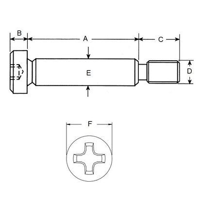 1060400 | SHLD050-010-PH-S3 (PK-50) --- Shoulder Screws - 5x10 mm - M4x0.7 Phillips - Stainless Steel 303/304 Similar to A2, 18-8 HRB80 Screw