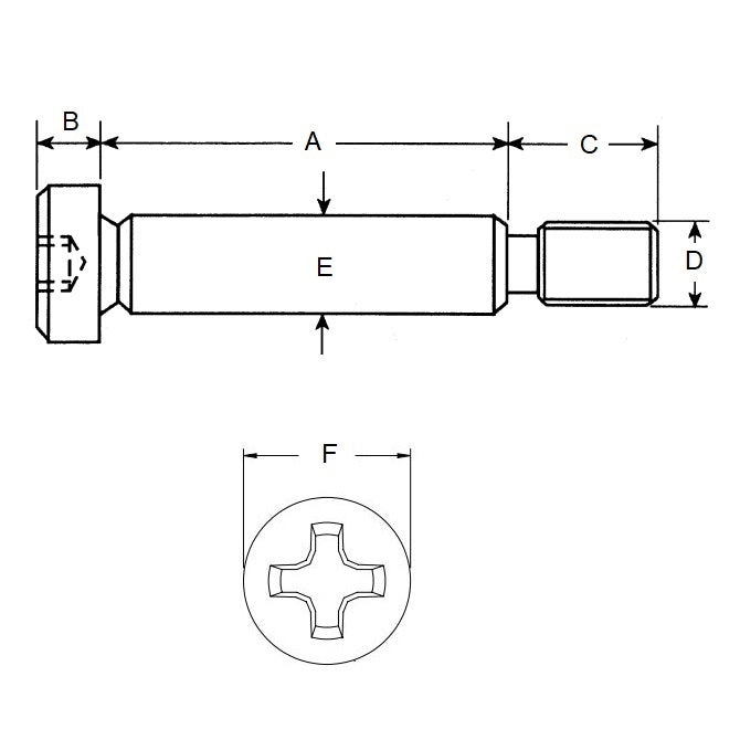 1097647 | SHLD120-020-PH-S3 (PK-50) --- Shoulder Screws - 12x20 mm - M10x1.5 Phillips - Stainless Steel 303/304 Similar to A2, 18-8 HRB80 Screw