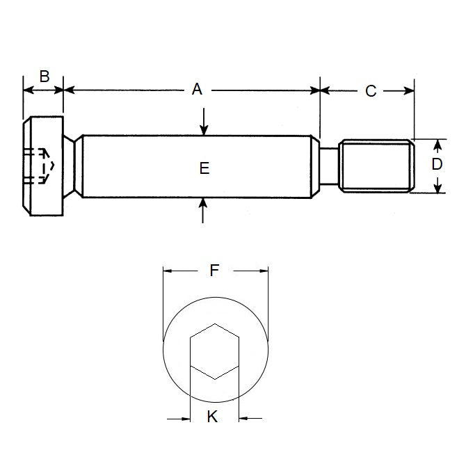 1056616 | SHLD048-013-SKT-S3 (PK-50) --- Shoulder Screws - 4.762x12.7 mm - 8-32 UNC Socket Head - Stainless Steel 303/304 Similar to A2, 18-8 HRB80 Screw