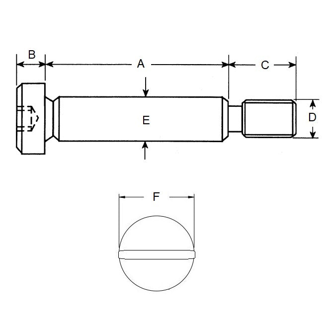 1056698 | SHLD048-016-SL-P-S3 (PK-50) --- Shoulder Screws - 4.762x15.9 mm - 8-32 UNC Slotted - Stainless Steel 303/304 Similar to A2, 18-8 HRB80 Screw