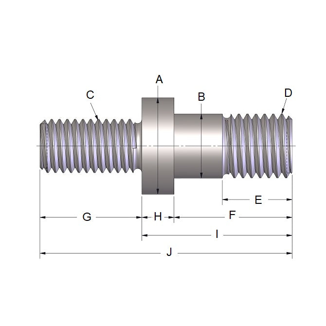 1100696 | IDC-177RS (PK-2) --- Shoulder Studs Threaded Rod - 12.7 mm 1/2-13 15.88 mm - Carbon Steel Stud