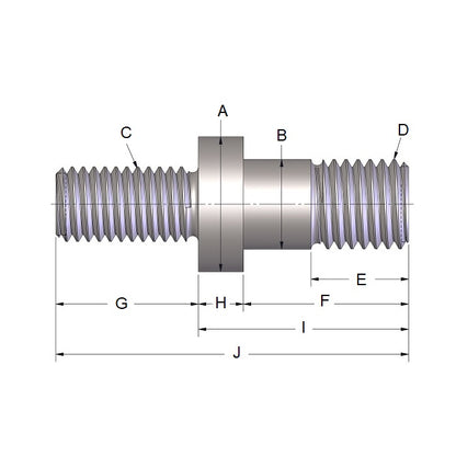 1100696 | IDC-177RS (PK-2) --- Shoulder Studs Threaded Rod - 12.7 mm 1/2-13 15.88 mm - Carbon Steel Stud