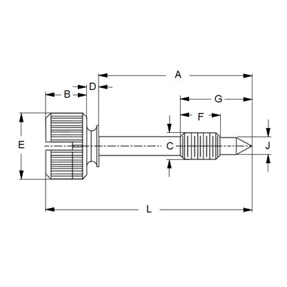 1054502 | SCC042C-016-024-TH-S3 (PK-102) --- Captive Screws - 8-32 UNC - 4.17mm - 23.81x5.56 mm Thumb - Stainless Steel 303/304 Similar to A2, 18-8 HRB80 Screw