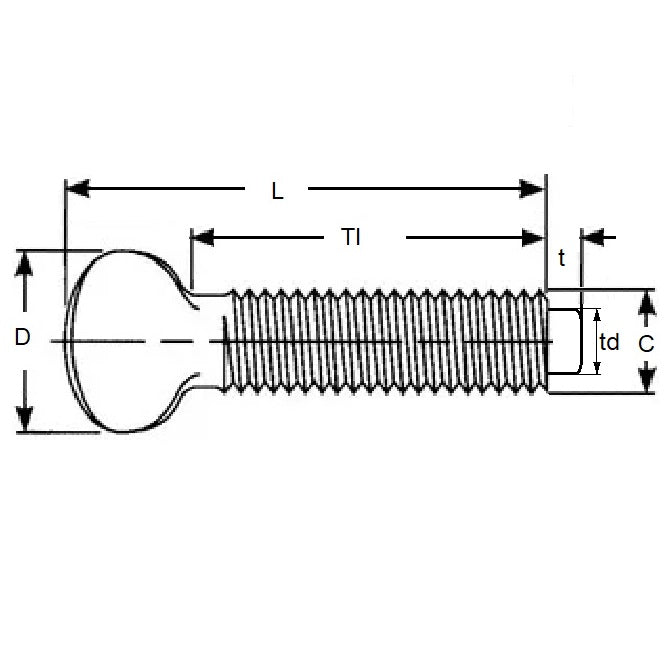 1054451 | THS042C-019-F-CZ-NT (Each) --- Thumb Screws - 8-32 UNC - 4.17mm - 19.05 - - Nylon Tip - Carbon Steel Zinc Plated Screw
