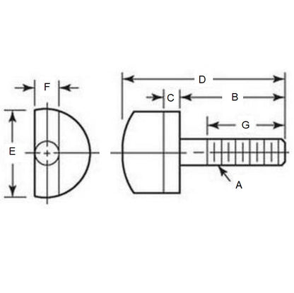 1058666 | THS048F-022-H-CB (Each) --- Thumb Screws - 10-32 UNF - 4.76mm - 22.23x42.86 mm Half Turn - Steel Screw