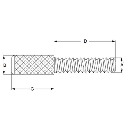 1071449 | THS064C-013-K-3-P (Each) --- Thumb Screws - 1/4-20 UNC - 6.35mm - 12.7x25.4 mm Knurled - Stainless Steel 303/304 Similar to A2, 18-8 HRB80 Screw