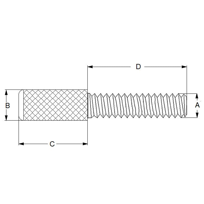 1056621 | THS048C-013-K-3-P (Each) --- Thumb Screws - 10-24 UNC - 4.76mm - 12.7x25.4 mm Knurled - Stainless Steel 303/304 Similar to A2, 18-8 HRB80 Screw