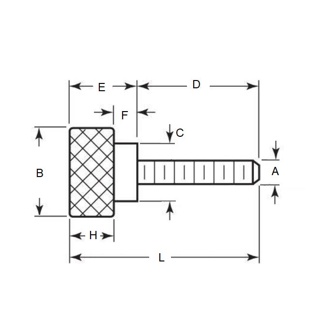 1051779 | THS040M-010-K-3-SHL (Each) --- Thumb Screws - M4 - 4x0.7mm - 10x19.5 mm Shoulder - Stainless Steel 303/304 Similar to A2, 18-8 HRB80 Screw