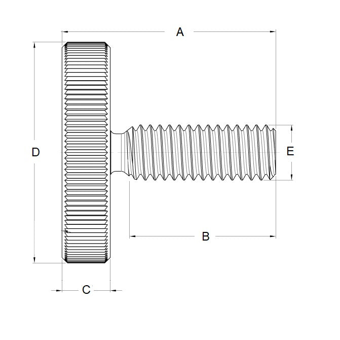 1072372 | THS064C-025-K-3-N (Each) --- Thumb Screws - 1/4-20 UNC - 6.35mm - 25.4x36.51 mm Knurled - Stainless Steel 303/304 Similar to A2, 18-8 HRB80 Screw