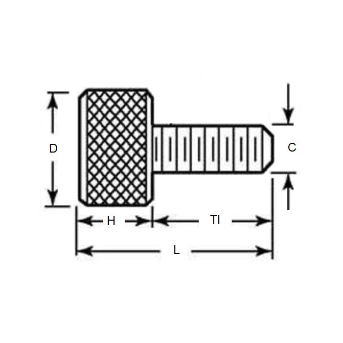 1043427 | THS030M-006-K-3 (PK-2) --- Thumb Screws - M3 - 3x0.5mm - 6x10.5 mm Knurled - Stainless Steel Screw