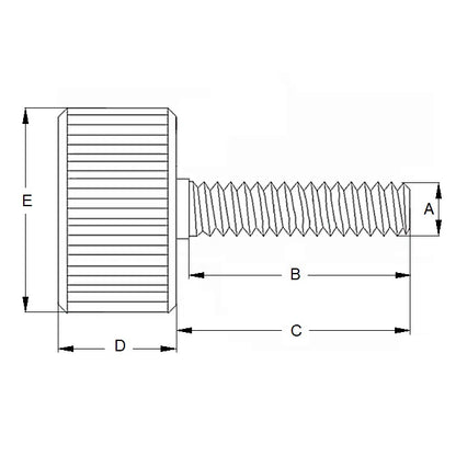 1086997 | THS095C-051-K-CB-FT (Each) --- Thumb Screws - 3/8-16 UNC - 9.53mm - 50.8 - - Flat Tip - Steel 12L14 Screw