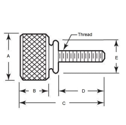 1054269 | THS042C-010-K-SS-WF (PK-52) --- Thumb Screws - 8-32 UNC - 4.17mm - 9.53x17.46 mm Knurled - Stainless Steel Screw