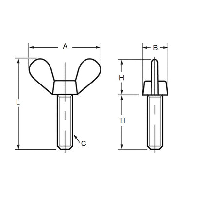 1086092 | THS095C-019-W-CS (Each) --- Thumb Screws - 3/8-16 UNC - 9.53mm - 19.05x41.28 mm Wing - Steel Screw